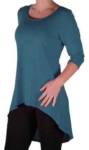 Eye Catch TM Oversize - Lexy Frauen Eingetaucht Fishtail Hem Longline-Top mit 3/4 Ã„rmeln ÃœbergröÃŸe Damen Top Teal Gr. 48 von Eye Catch