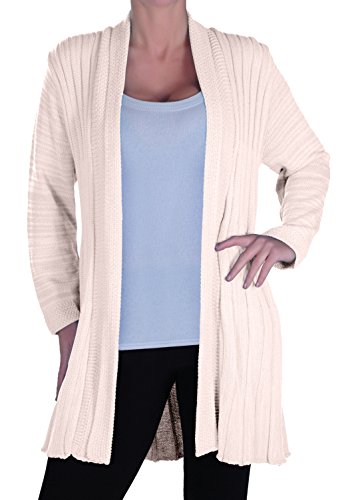 EyeCatchClothing Colorado Wasserfall Strickjäckchen Cardigan aus weichem Strick One Size Cream von Eye Catch