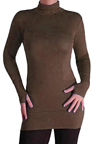 EyeCatchClothing - Damen Stretch Rolli mit geringem Gewicht Mocha S/M von Eye Catch
