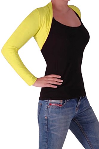 EyeCatchClothing - Delphi langrmlige Strickjacke Bolero One Size Gelb von Eye Catch