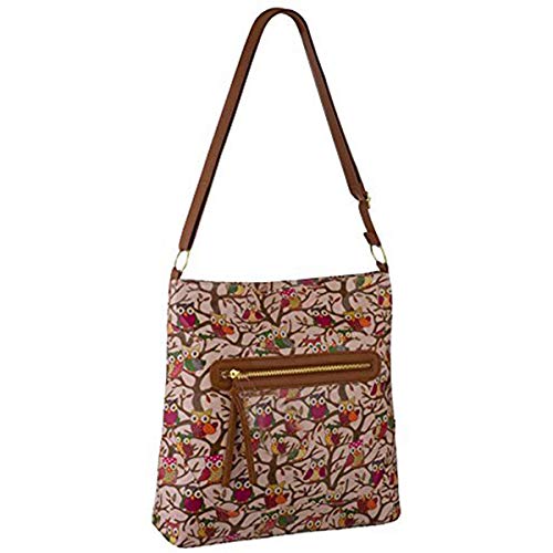 Eye Catch TM - Frauen Wachstuch Cross Body Damen Eulen Design Schultertasche Handtasche Pink von Eye Catch