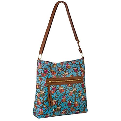 Eye Catch TM - Frauen Wachstuch Cross Body Damen Eulen Design Schultertasche Handtasche Turkis von Eye Catch