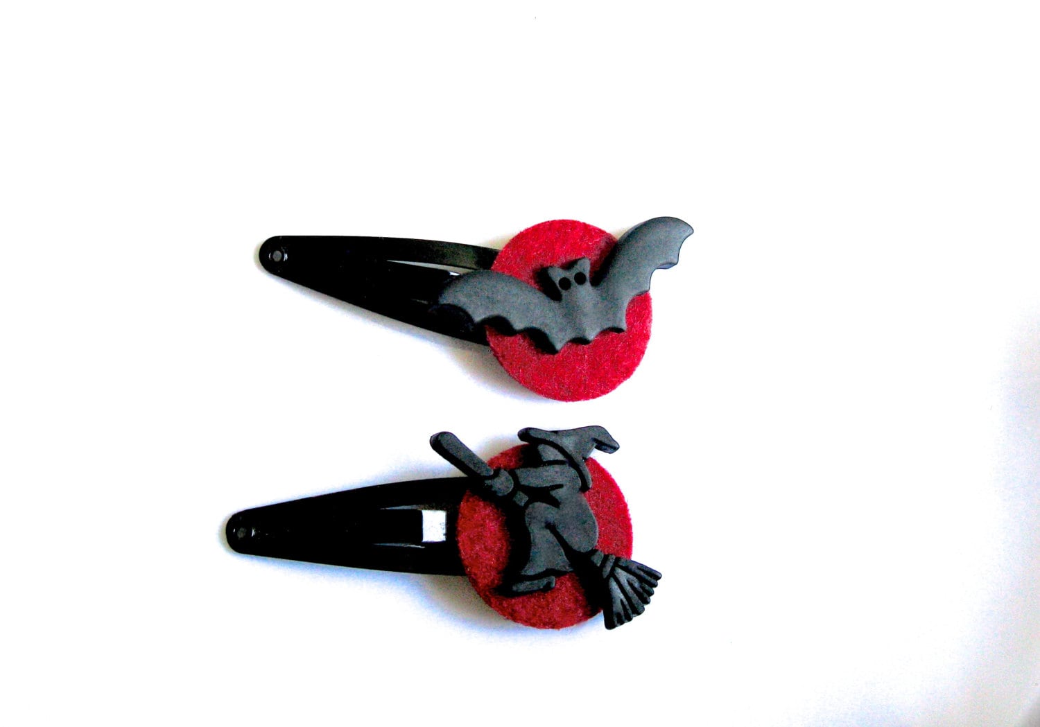 Hexe Und Fledermaus Haarspangen, Halloween Accessoires von EyeCandiByCandi