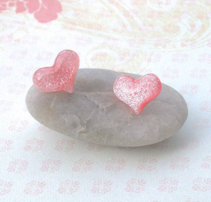 Rosa Herz Ohrringe, Valentinstag Lavendel Glitzerherz, Schmuck Rosa Herz Ohrringe, Valentinstag Lavendel Glitzerherz, Schmuck von EyeCandiByCandi