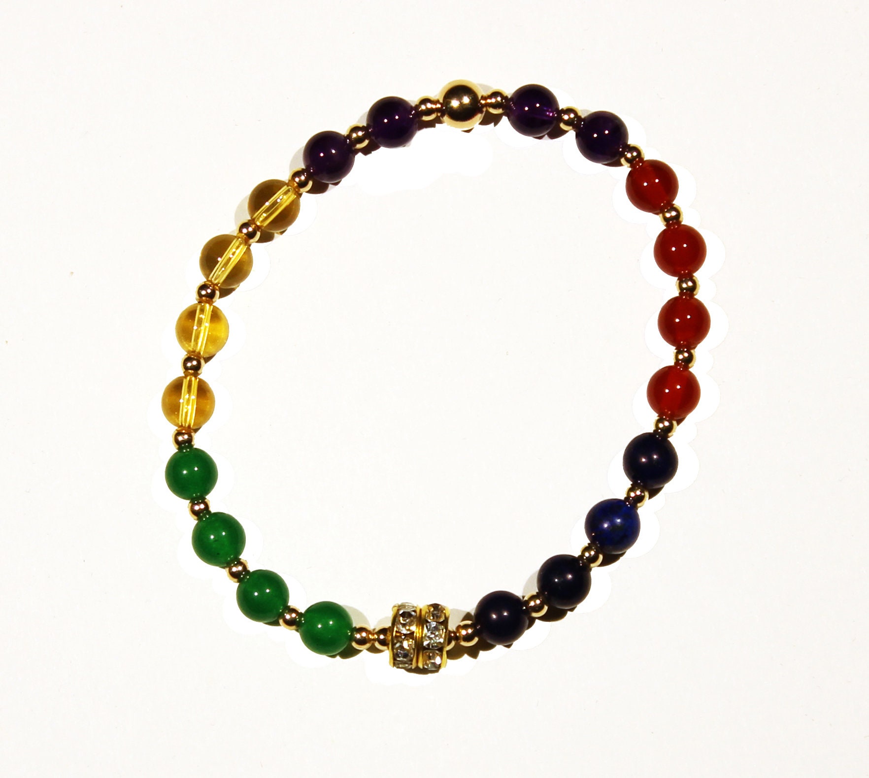 Gold Gefüllt Multi Edelsteine Armband, Mehrfarbige Amethyst, Jade, Lapislazuli, Citrin, Achat, Armband von EyeCandyByVida