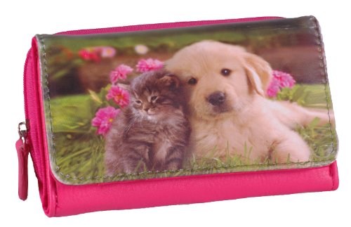 Eyecatch - Hund und Katze Damen Kunstleder Geldborse Fushia von Eye Catch