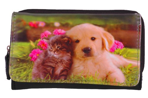 Eyecatch - Hund und Katze Damen Kunstleder Geldborse Schwarz von EyeCatchBags