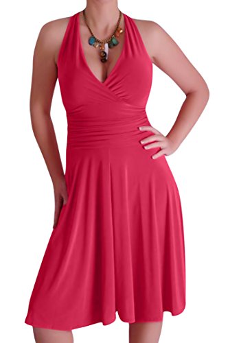 EyeCatchClothing - Nicole Neckholder Kleid Coral Gr. 12 UK / 40 EU von EyeCatchClothing