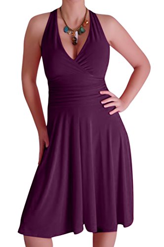 EyeCatchClothing - Nicole Neckholder Kleid Dunkel Violett Gr. 10 UK / 38 EU von EyeCatchClothing