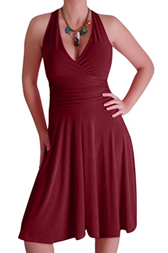 EyeCatchClothing - Nicole Neckholder Kleid Wine Gr. 10 UK / 38 EU von EyeCatchClothing