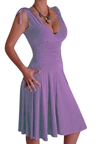 EyeCatchClothing - Sasha Verführerisches Kleid in griechischem Style Flieder Gr. 14 UK / 42 EU von EyeCatchClothing