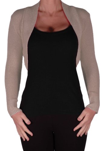 EyeCatchKnitwear - Lara Long gehäkelte Strickjacke/Bolero One Size Beige von EyeCatchClothing