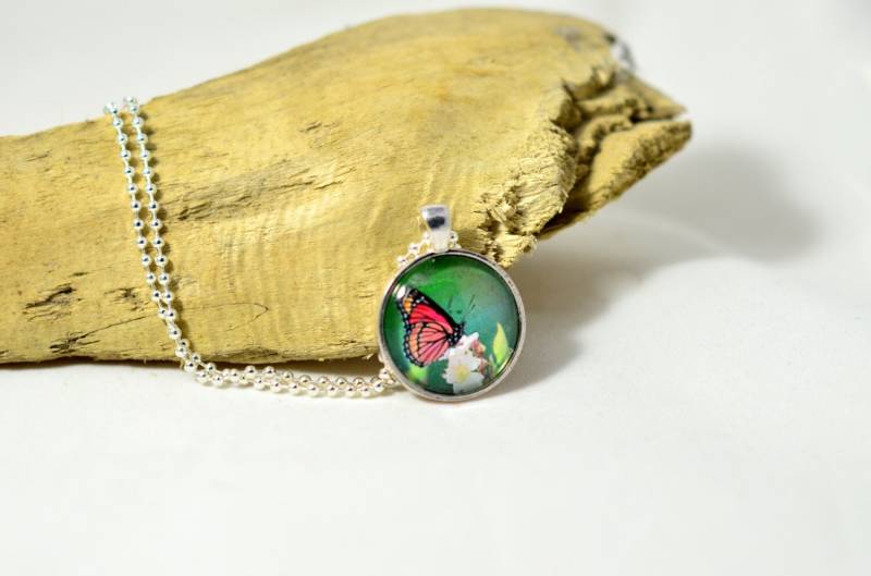 Monarchfalter Foto Halskette Glas Fliesen Halskette, Fliese Etsy Suchen, Tragbar, Geschenk, Kunst Einzigartige Foto-Halskette, Ihr von EyeLuvPhotography