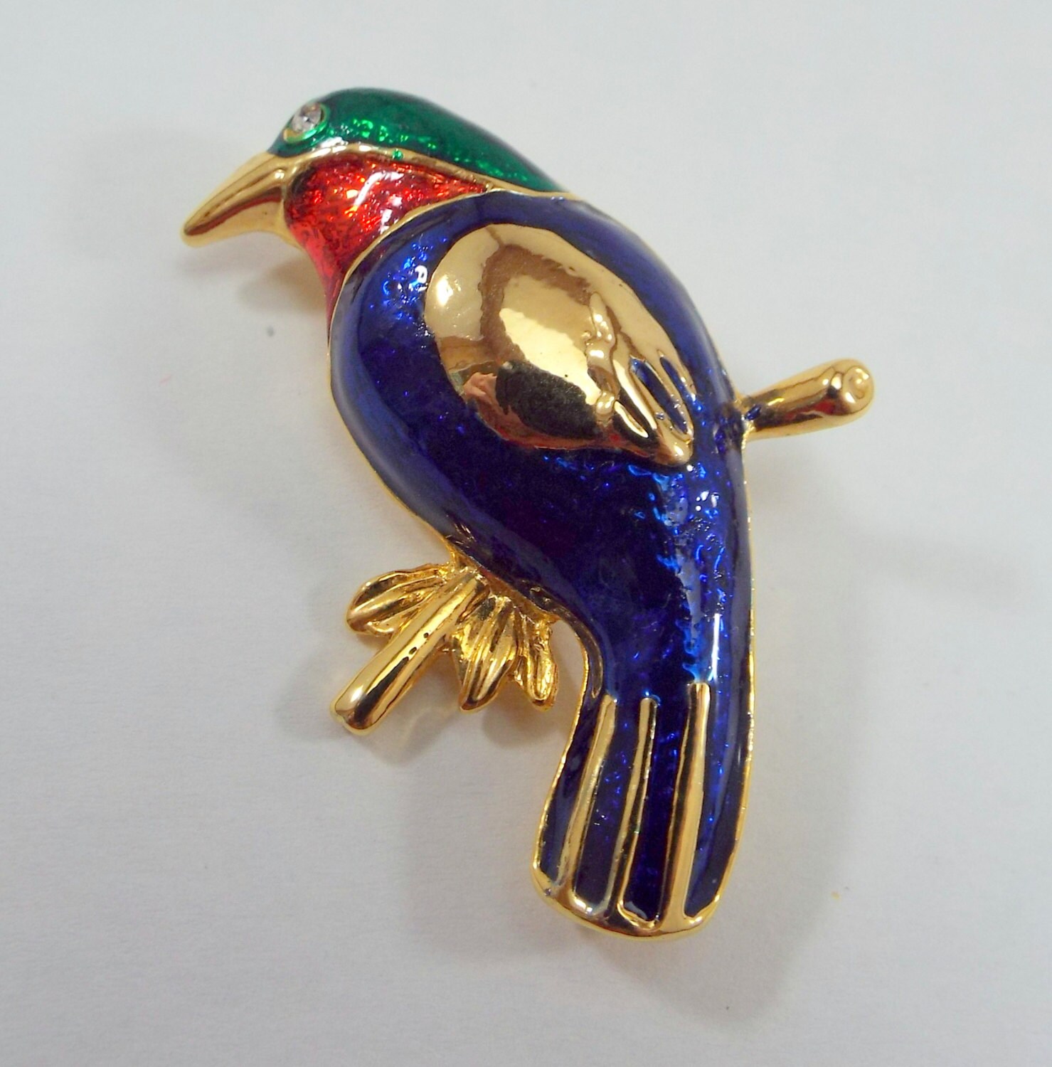 80Er Jahre Vintage Emaille Vogel Pin Bunte von EyeMusic