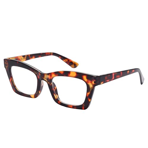 EyeOrion 1er-Pack Damen Lesebrillen mit großen quadratischen Gläsern und Federscharnieren，Schildpatt +1,00 von EyeOrion