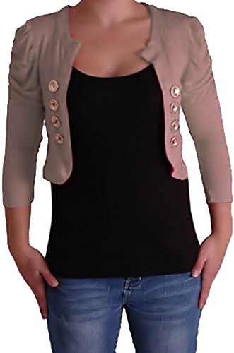 EyeCatchClothing - Celeste Militär Style Cardigan Bolero Jäckchen Beige M/L von Eyecatch