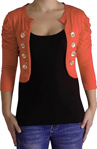 EyeCatchClothing - Celeste Militär Style Cardigan Bolero Jäckchen Orange M/L von Eyecatch