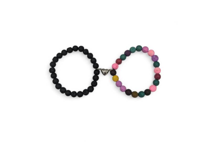 Eyecatcher Armkette 2-teiliges Magnet Herz-Armbänder Set aus Lavastein für Paare Partner (2-teilig) von Eyecatcher