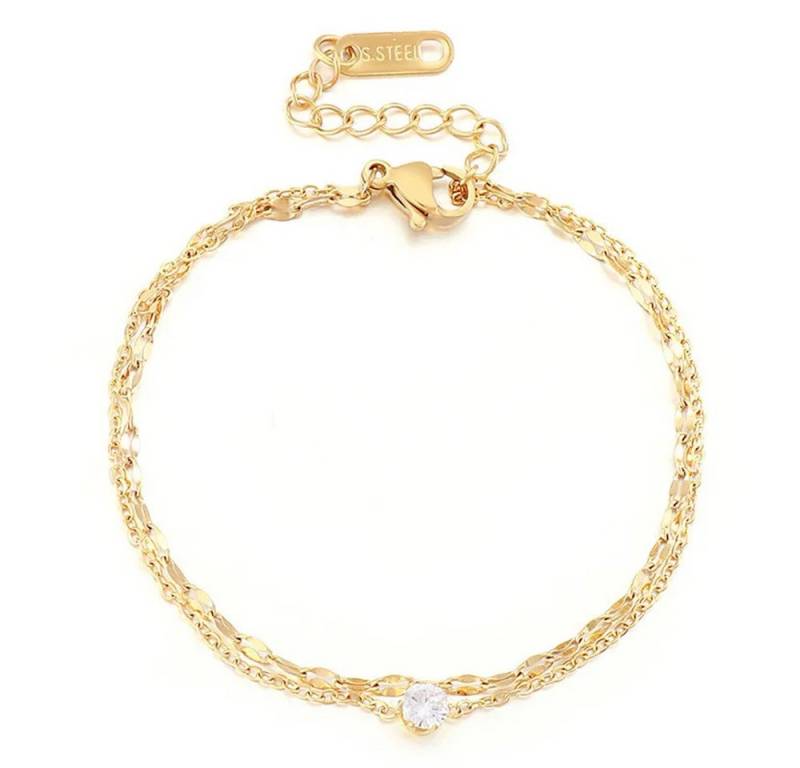 Eyecatcher Armkette Elegantes mehrreihiges Armkettchen mit Edelstein Verstellbar in 3 (kein Set) von Eyecatcher
