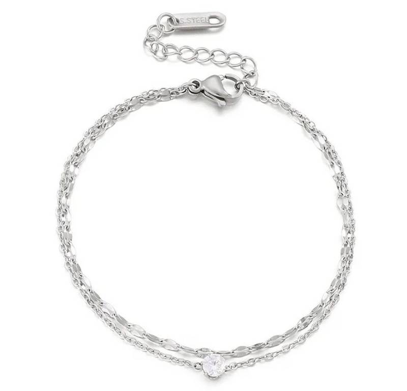 Eyecatcher Armkette Elegantes mehrreihiges Armkettchen mit Edelstein Verstellbar in 3 (kein Set) von Eyecatcher