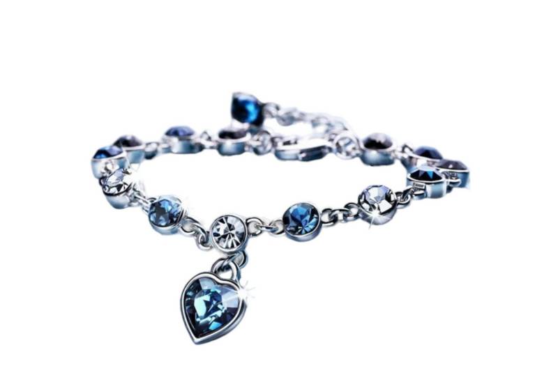 Eyecatcher Armkette Herzglanz – Edelstahl-Armband mit blauen und weißen Strasssteinen (kein Set) von Eyecatcher