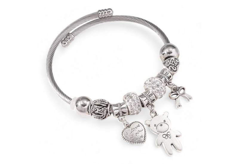 Eyecatcher Armkette Verspieltes Silber Armband Anhänger Teddybär Herz Schleife Kugeln (kein Set) von Eyecatcher