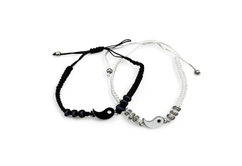 Eyecatcher Armkette Yin + Yang Stoff Zirkonia Freundschaftschaftsarmband (Set) von Eyecatcher