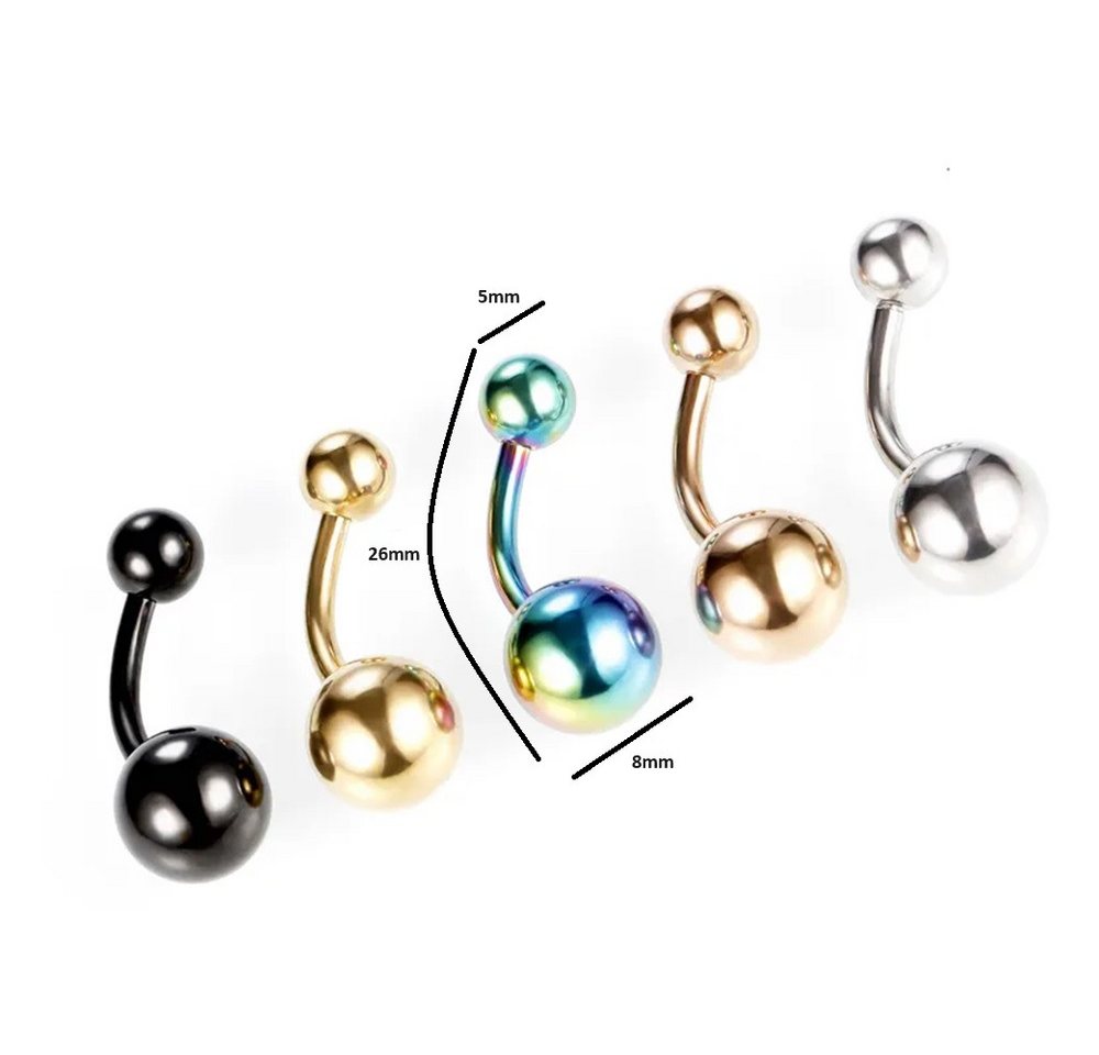 Eyecatcher Bauchnabelpiercing Bauchnabel Piercing Kugeln mit bunten Farben robust rostfrei (kein Set) von Eyecatcher