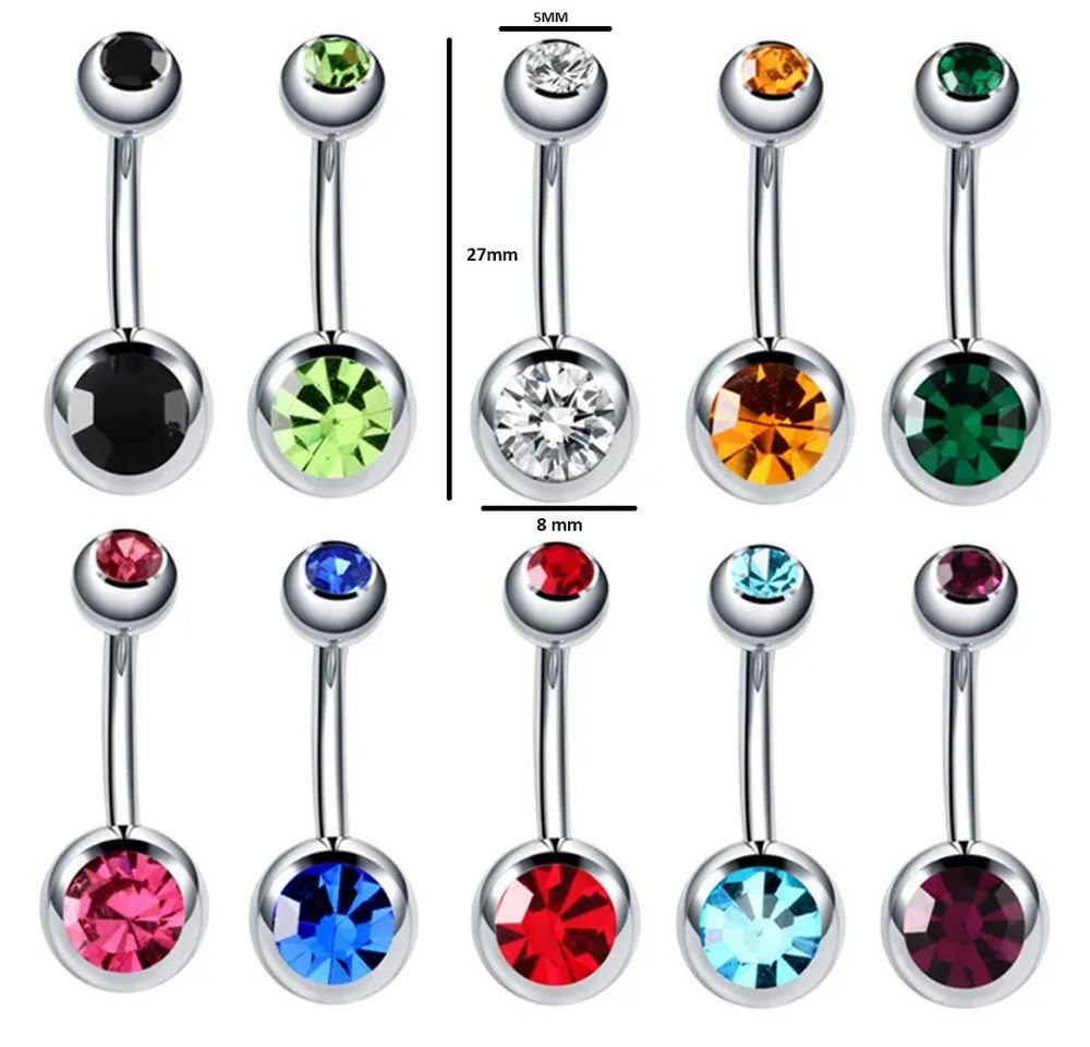 Eyecatcher Bauchnabelpiercing Bauchnabel Piercing mit Edelsteinen diverse Farben Edelstahl Silber (kein Set) von Eyecatcher