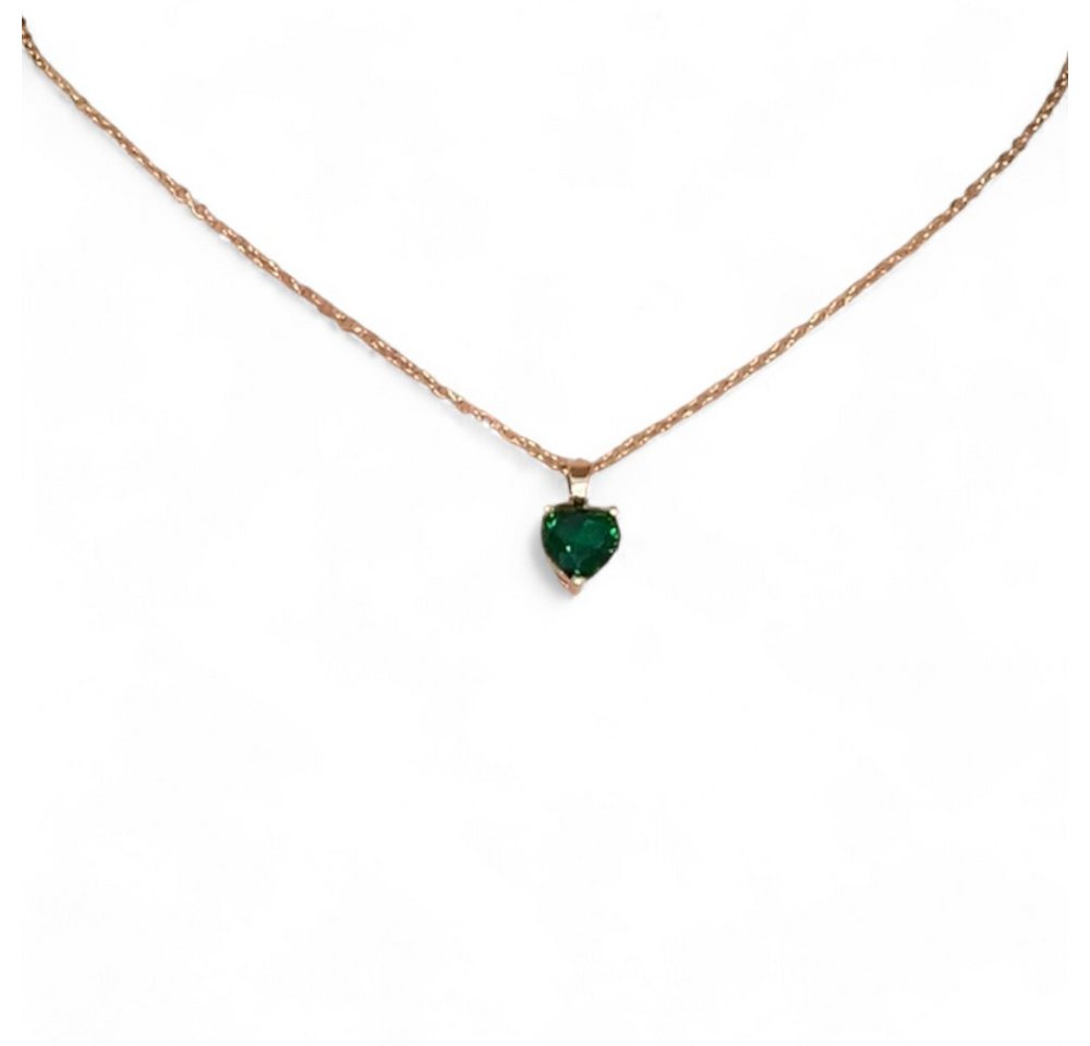 Eyecatcher Edelstahlkette Halskette Gold mit Herz Anhänger aus Edelstein verschiedene Farben (kein Set) von Eyecatcher