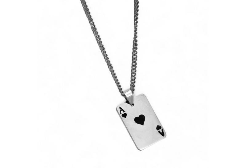 Eyecatcher Edelstahlkette Hip Hop Poker Halskette Herz Ass dünne Panzerkette Zockerschmuck (kein Set) von Eyecatcher