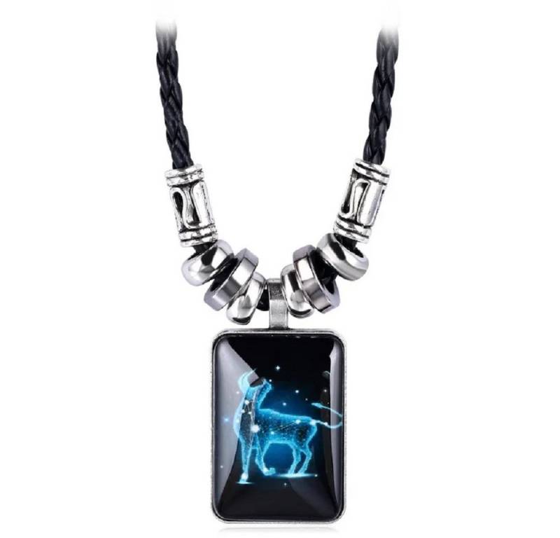 Eyecatcher Edelstahlkette Sternzeichen Halskette – Retro Glasanhänger mit Lederband (kein Set) von Eyecatcher