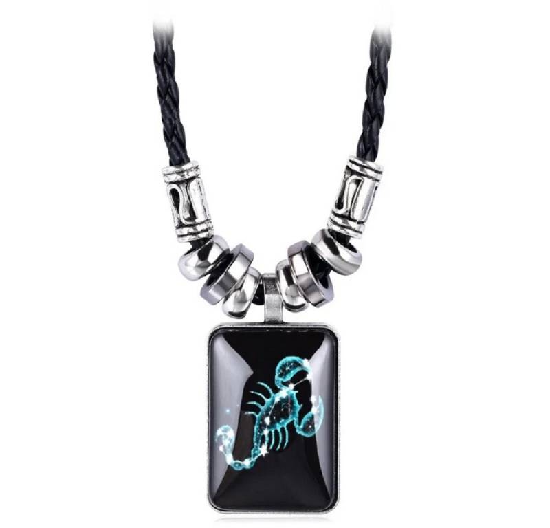 Eyecatcher Edelstahlkette Sternzeichen Halskette – Retro Glasanhänger mit Lederband (kein Set) von Eyecatcher