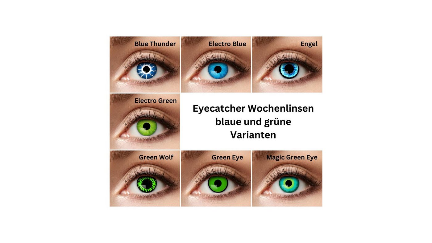 Eyecatcher Farblinsen Wochenlinsen Motivlinsen blaue und grüne Varianten von Eyecatcher