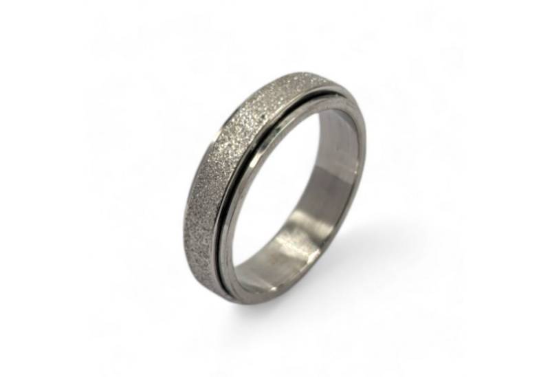 Eyecatcher Fingerring Anti Stress Fidget Ring drehbar Edelstahl glitzernd Silber von Eyecatcher