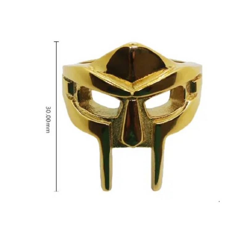 Eyecatcher Fingerring MF DOOM Edelstahl Ring Gladiator Hip Hop Ring Gold, Schwarz Rapper, MF DOOM Ring, Gladiator von Eyecatcher