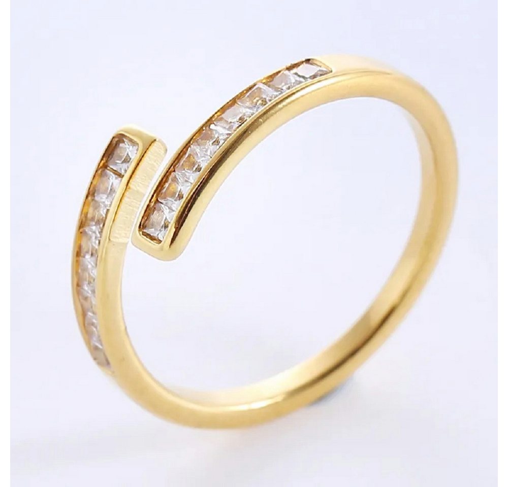 Eyecatcher Fingerring Offener eleganter Ring Gold Rosé oder Silber mit Edelsteinen, Offen, Band Eyecatcher Fingerring Offener eleganter Ring Gold Rosé oder Silber mit Edelsteinen, Offen, Band von Eyecatcher