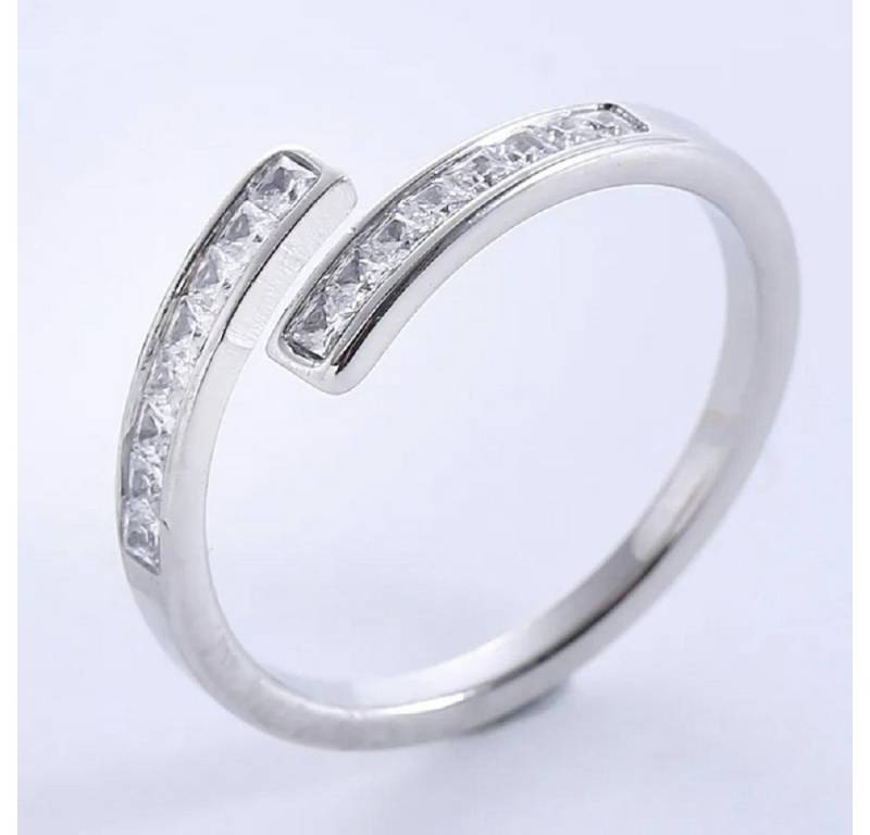 Eyecatcher Fingerring Offener eleganter Ring Gold Rosé oder Silber mit Edelsteinen, Offen, Band von Eyecatcher