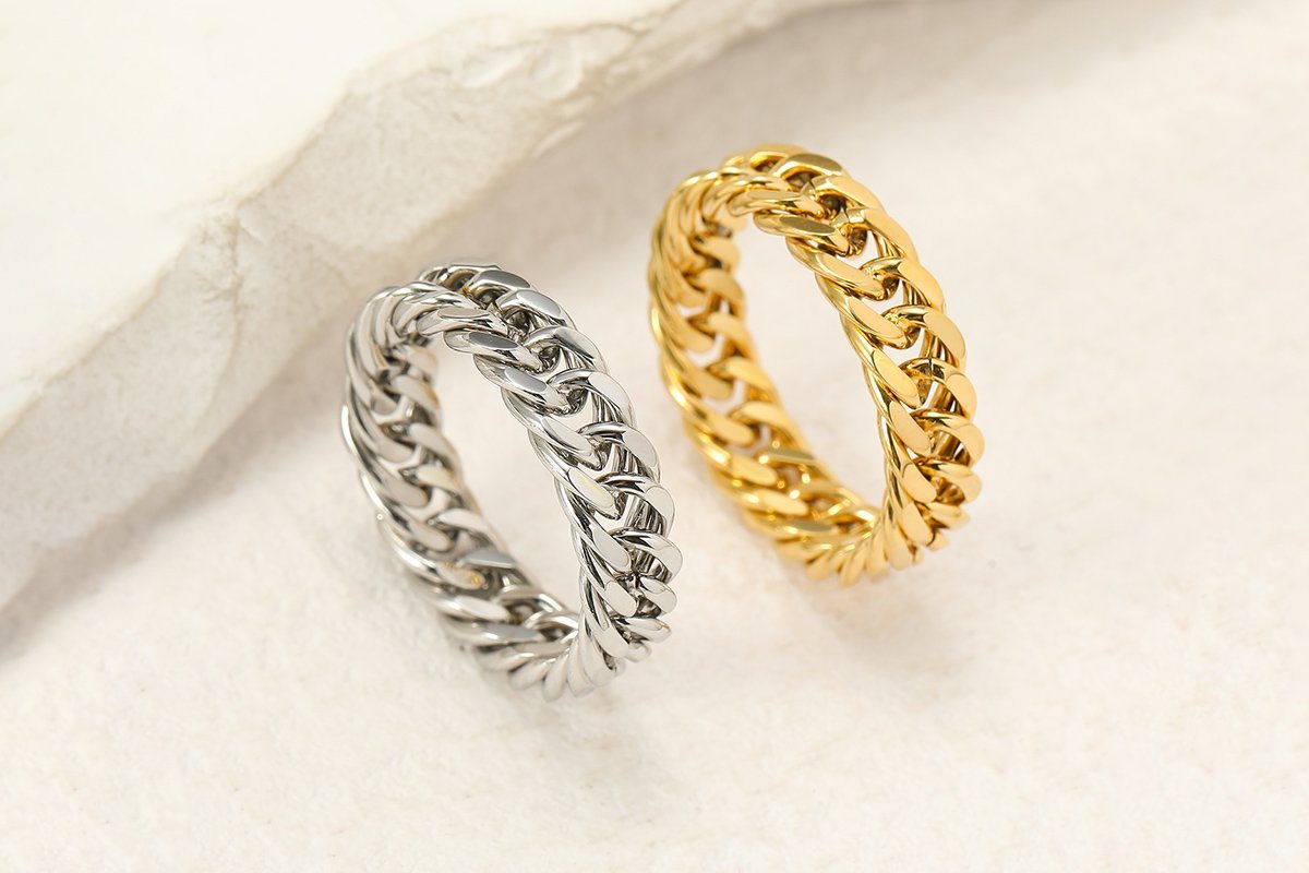 Eyecatcher Fingerring Panzerketten Ring Gold oder Silber Kettenglieder Fingerring, Kettenglieder Ring, Panzerketten Ring von Eyecatcher