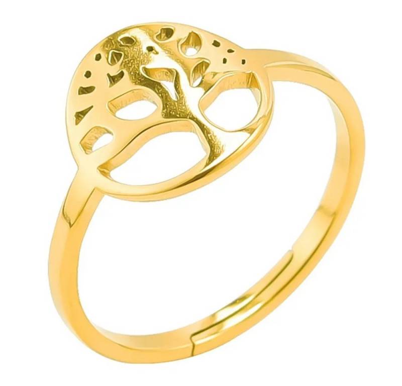 Eyecatcher Fingerring Regenbogen, Silber und Gold verstellbare Ringe mit Lebensbaum-Motiv, Lebensbaum Ring, verstellbar von Eyecatcher