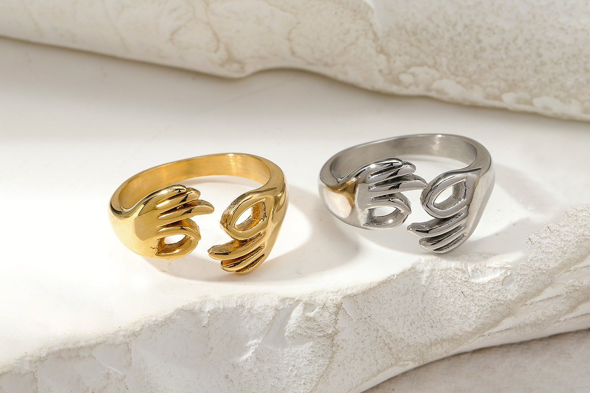 Eyecatcher Fingerring Statement Ring Alles Ok Finger Symbol Silber oder Gold, Statement Ring, Alles Ok Botschaft, Größenverstallbar von Eyecatcher