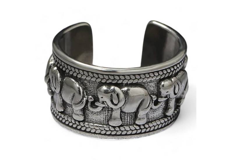 Eyecatcher Fingerring Statement Ring mit Elefanten in Silber, Größenverstellbar von Eyecatcher