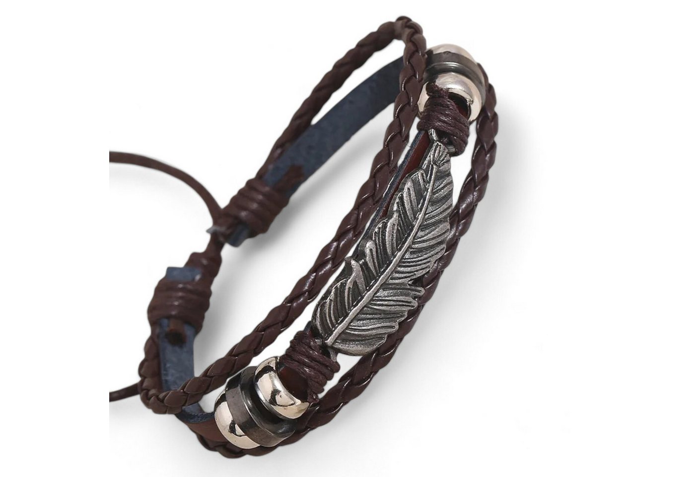 Eyecatcher Lederarmband Cooles Lederarmband mit Feder aus Metall Größe einstellbar (kein Set) von Eyecatcher