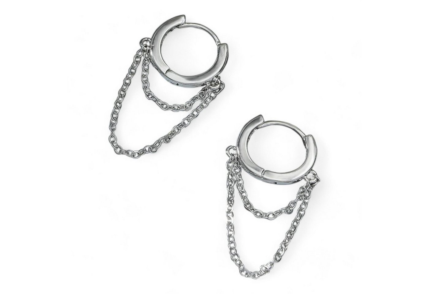 Eyecatcher Paar Creolen Creolen mit Kette Drop Chain Ohrringe Silberfarben (Set) von Eyecatcher