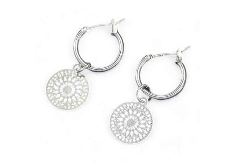 Eyecatcher Paar Creolen Mandala Ohrringe Creolen Gold und Silber hängend von Eyecatcher
