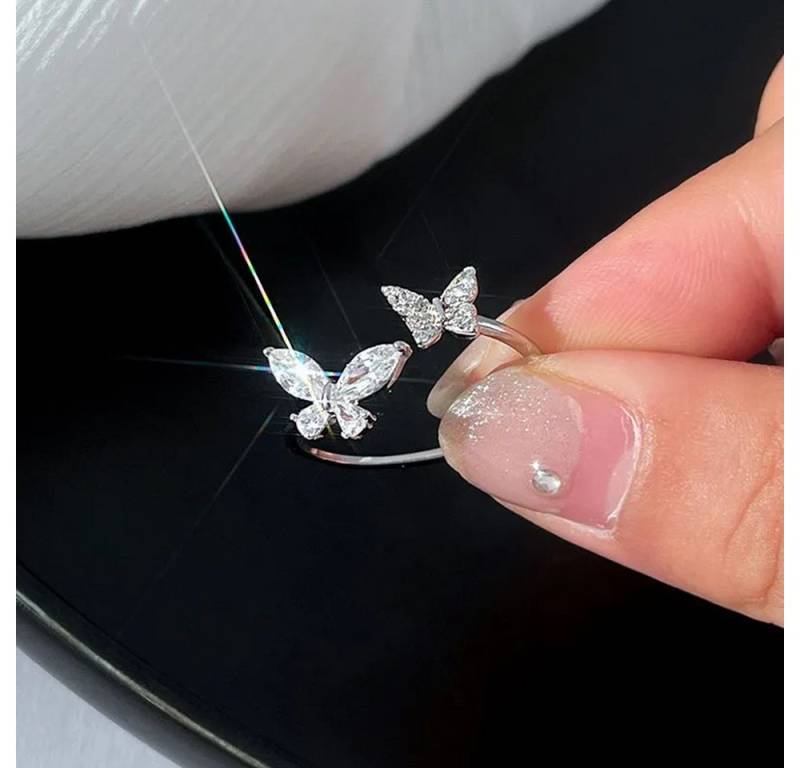 Eyecatcher Silberring 925 Sterling Silber Schmetterling Ring offen aus Edelsteinen verstellb, Onesize von Eyecatcher