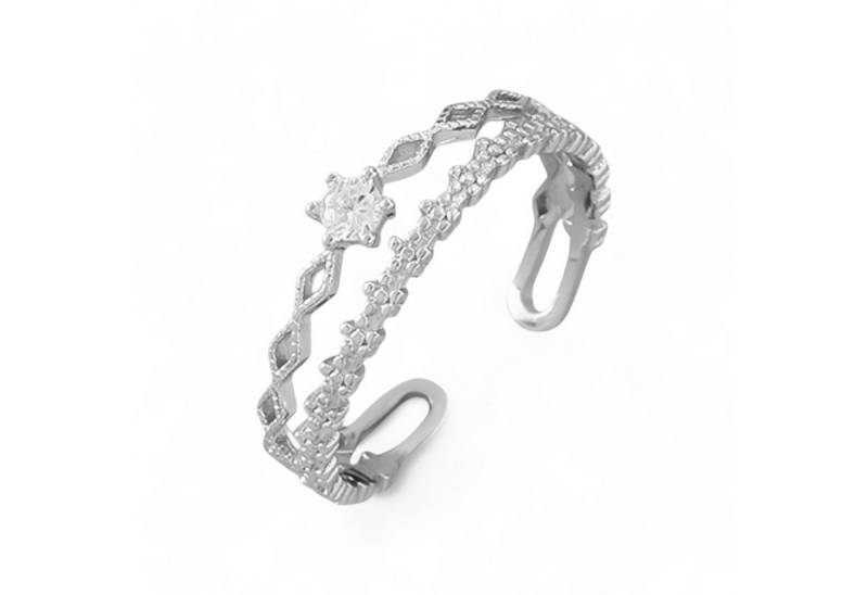 Eyecatcher Silberring 925 Sterling Silber eleganter offener Ring mit filigranen Rauten- und, Zirkonia-Ring von Eyecatcher