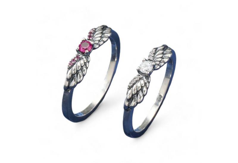 Eyecatcher Silberring Engel Flügel Ring 925 Sterling Silber mit Edelstein, Anti Stress Ring, Angst Spinner Ring, Axiety Ring von Eyecatcher