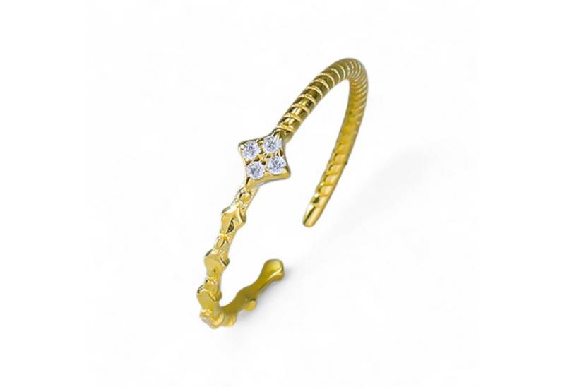 Eyecatcher Silberring Filigraner Sternen-Ring aus Gold und Silber mit Zirkonia-Besatz, Sternenring, Größenverstellbar von Eyecatcher