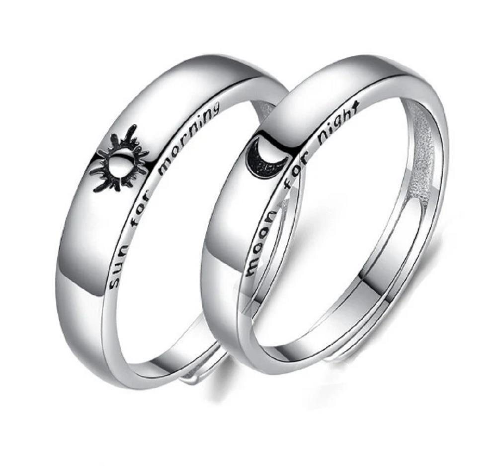 Eyecatcher Silberring Streetwear Sonne-Mond Ring Sterling Silber S925, größenverstellbar, Freundschaftsring, Sterling Silber von Eyecatcher